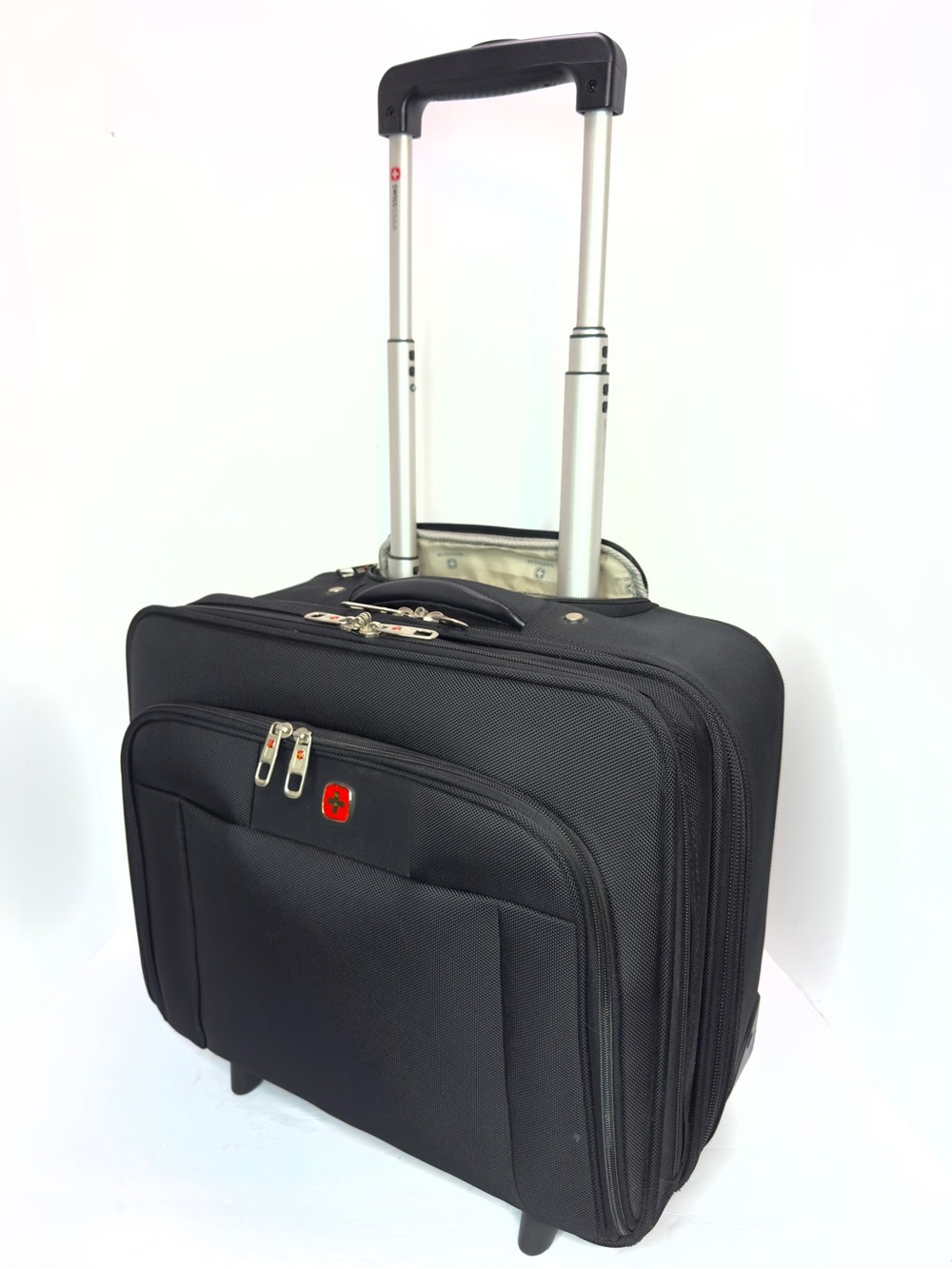 SwissGear Lugano 17” Rolling Overnight Briefcase Black Wheeled Travel Bag